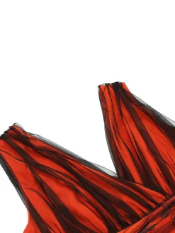 Sale Retro Stage 1930s Butterfly V-Neck Patchwork Jumpsuit Orange