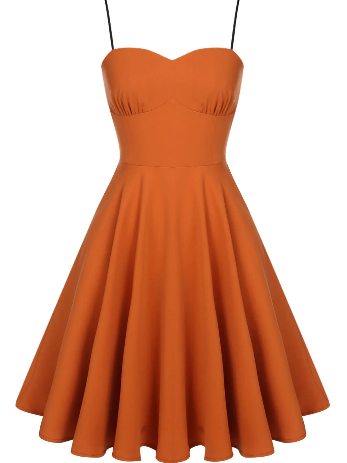 Clearance Retro Stage 1950s Cape Pumpkin Swing Dress Orange