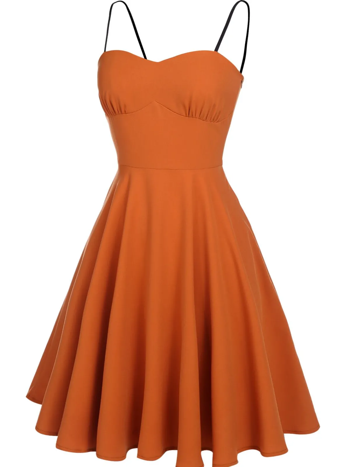 Clearance Retro Stage 1950s Cape Pumpkin Swing Dress Orange
