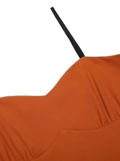 Clearance Retro Stage 1950s Cape Pumpkin Swing Dress Orange