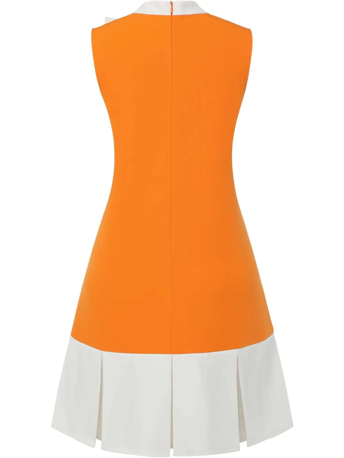 Discount Retro Stage Orange 1960s Crew Bowknot Sleeveless Dress