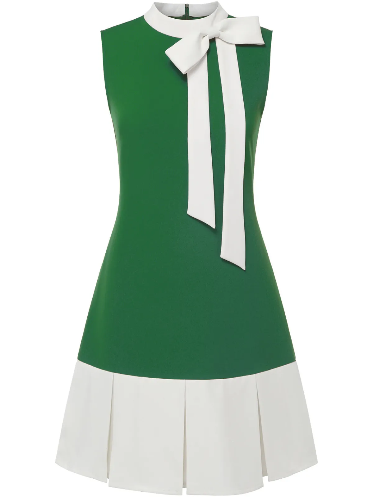 Discount Retro Stage Orange 1960s Crew Bowknot Sleeveless Dress