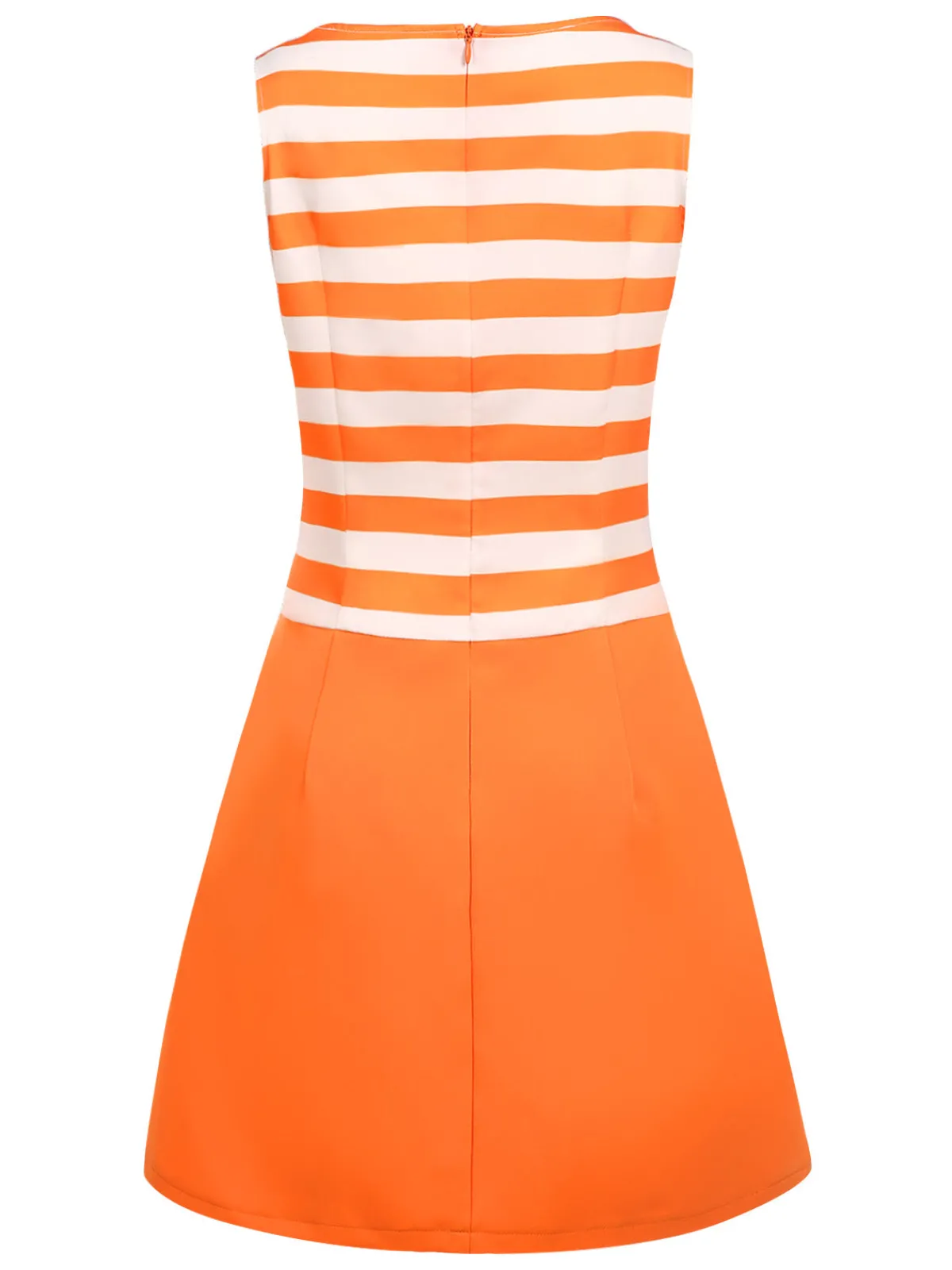 Online Retro Stage 1960s Drop Waist Stripe Dress Orange