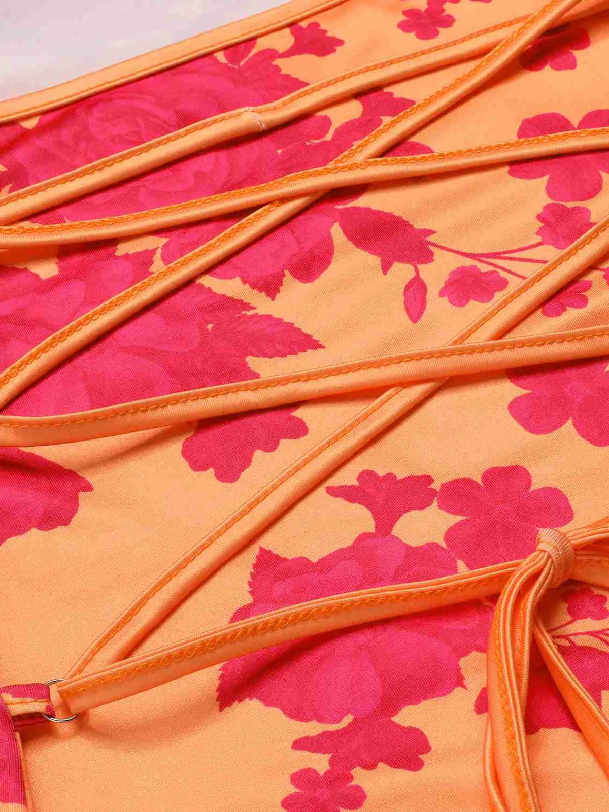 Online Retro Stage 1930s Floral Cowl Neck Fishtail Dress Orange