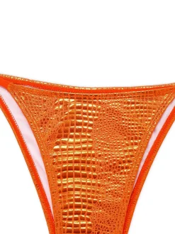 Online Retro Stage 1960s Gilded Snakeskin Halter Bikini Set Orange
