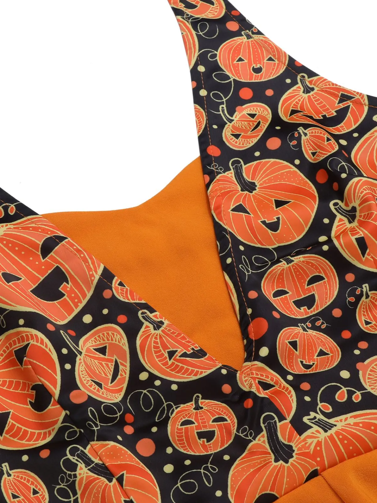 Hot Retro Stage 1950s Halloween Pumpkin Halter Romper Orange