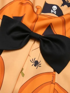 Outlet Retro Stage 1950s Halloween Sleeveless Beading Dress Orange