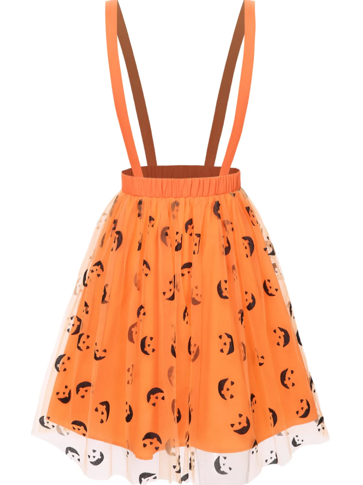 Outlet Retro Stage 1940s Halloween Smiley Face Mesh Suspender Skirt Orange