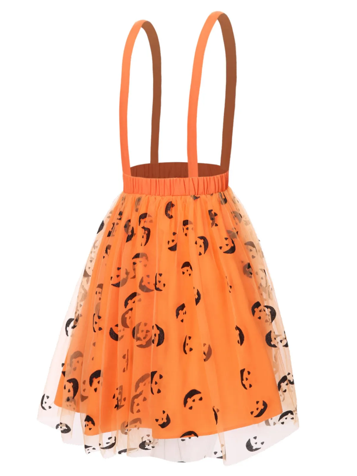 Outlet Retro Stage 1940s Halloween Smiley Face Mesh Suspender Skirt Orange
