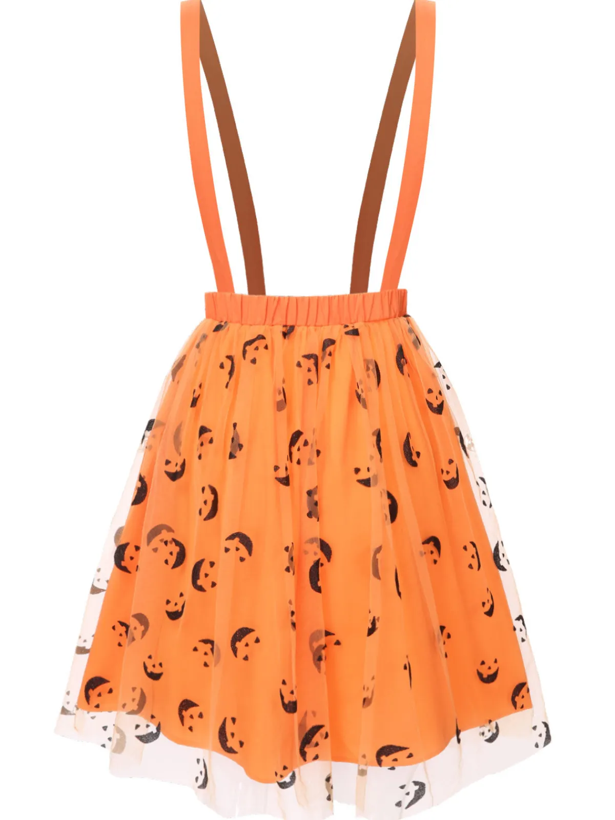 Outlet Retro Stage 1940s Halloween Smiley Face Mesh Suspender Skirt Orange