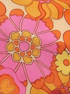 New Retro Stage 1960s Hippie Floral Halter Top Orange