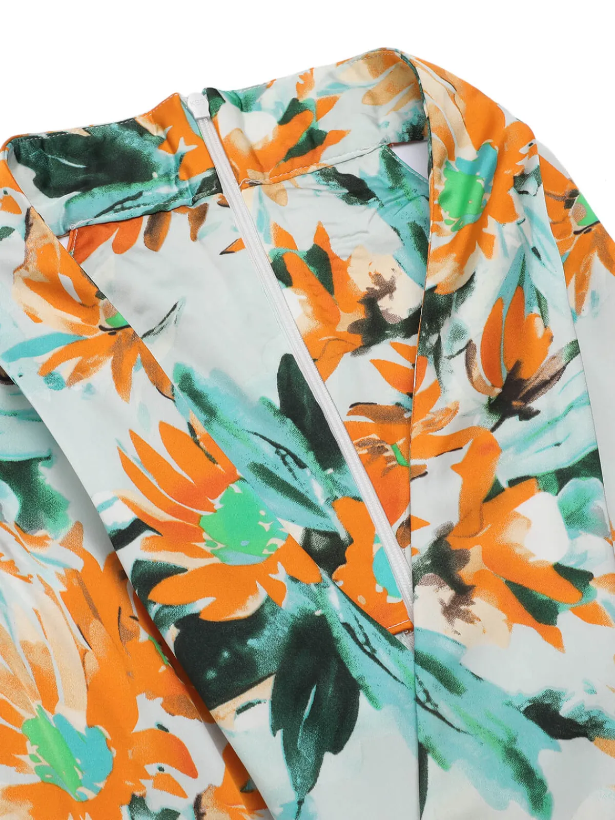 Sale Retro Stage 1950s Painted Sunflower V-Neck Romper Orange