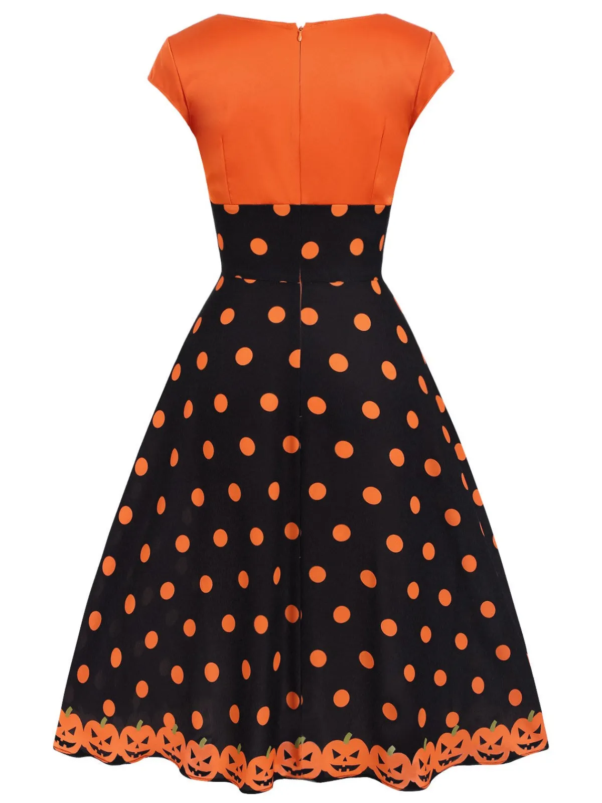 Clearance Retro Stage 1950s Pumpkin Face Sweetheart Neck Dress Orange