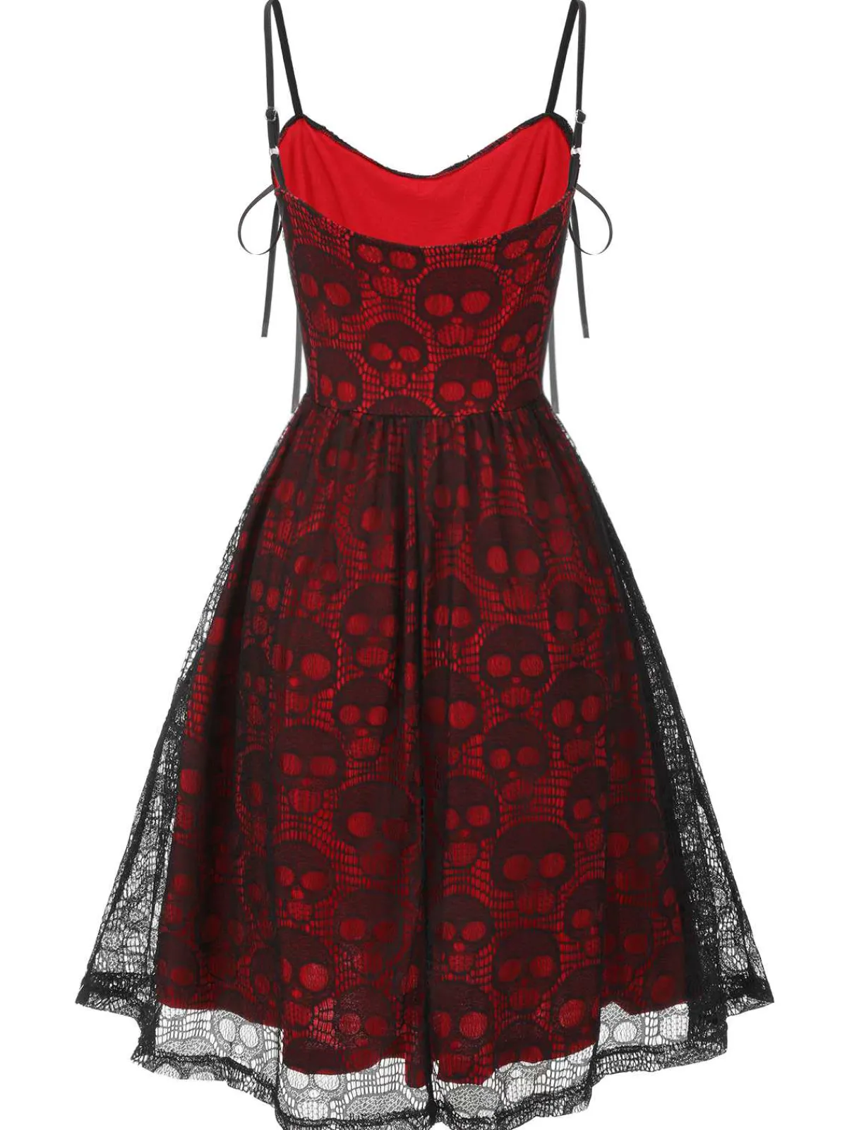 Clearance Retro Stage Orange 1980s Skull Pattern Gothic Style Dress