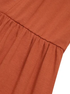 Hot Retro Stage 1950s Solid Button Suspender Jumpsuit Orange