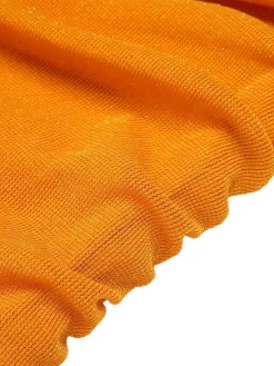 Fashion Retro Stage 1960s Solid Folds Halter Pencil Dress Orange