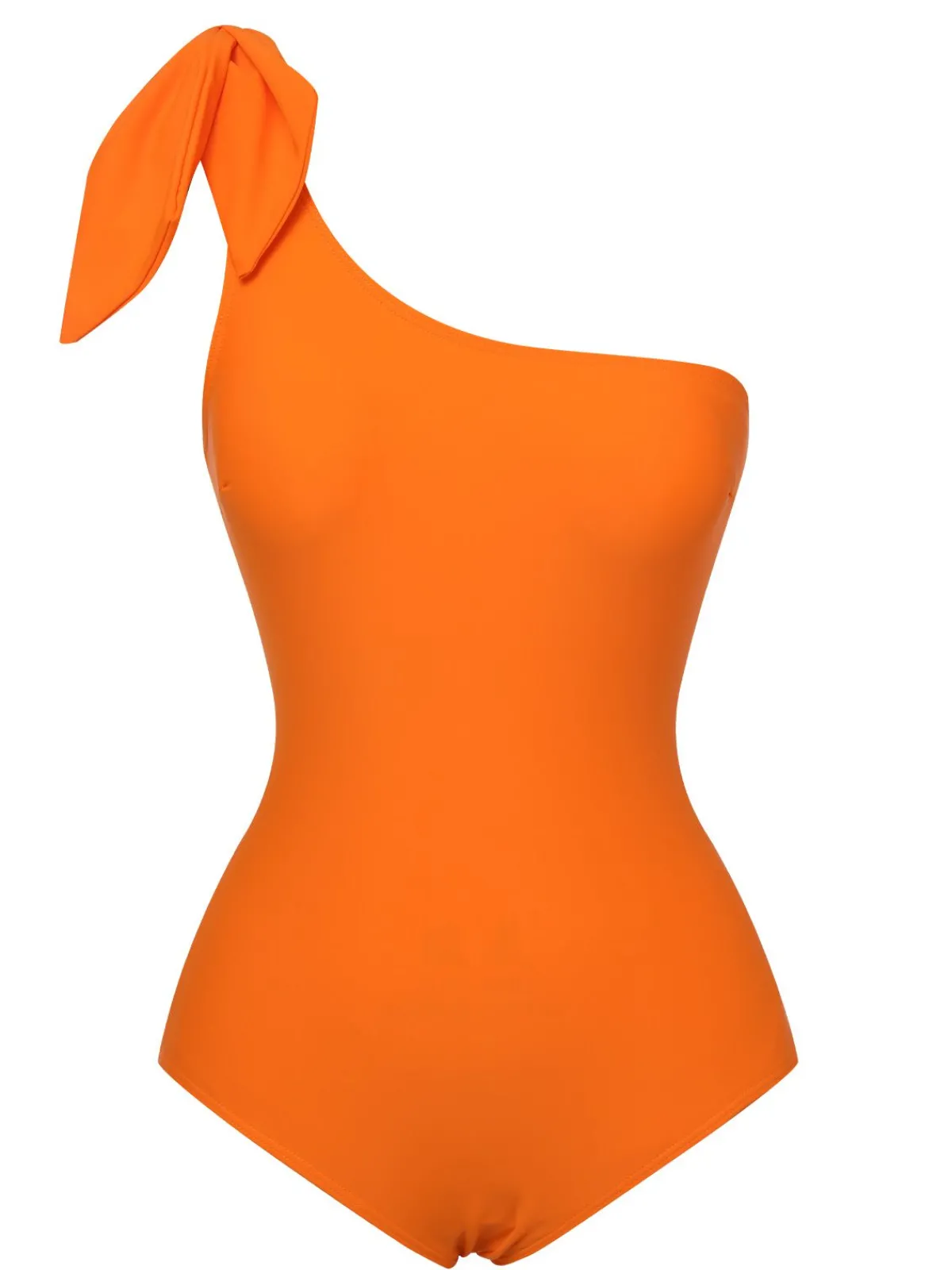 New Retro Stage 1940s Solid Swimsuit & High Low Cover-Up Orange