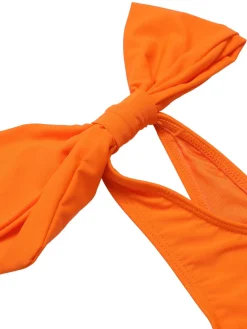 New Retro Stage 1940s Solid Swimsuit & High Low Cover-Up Orange