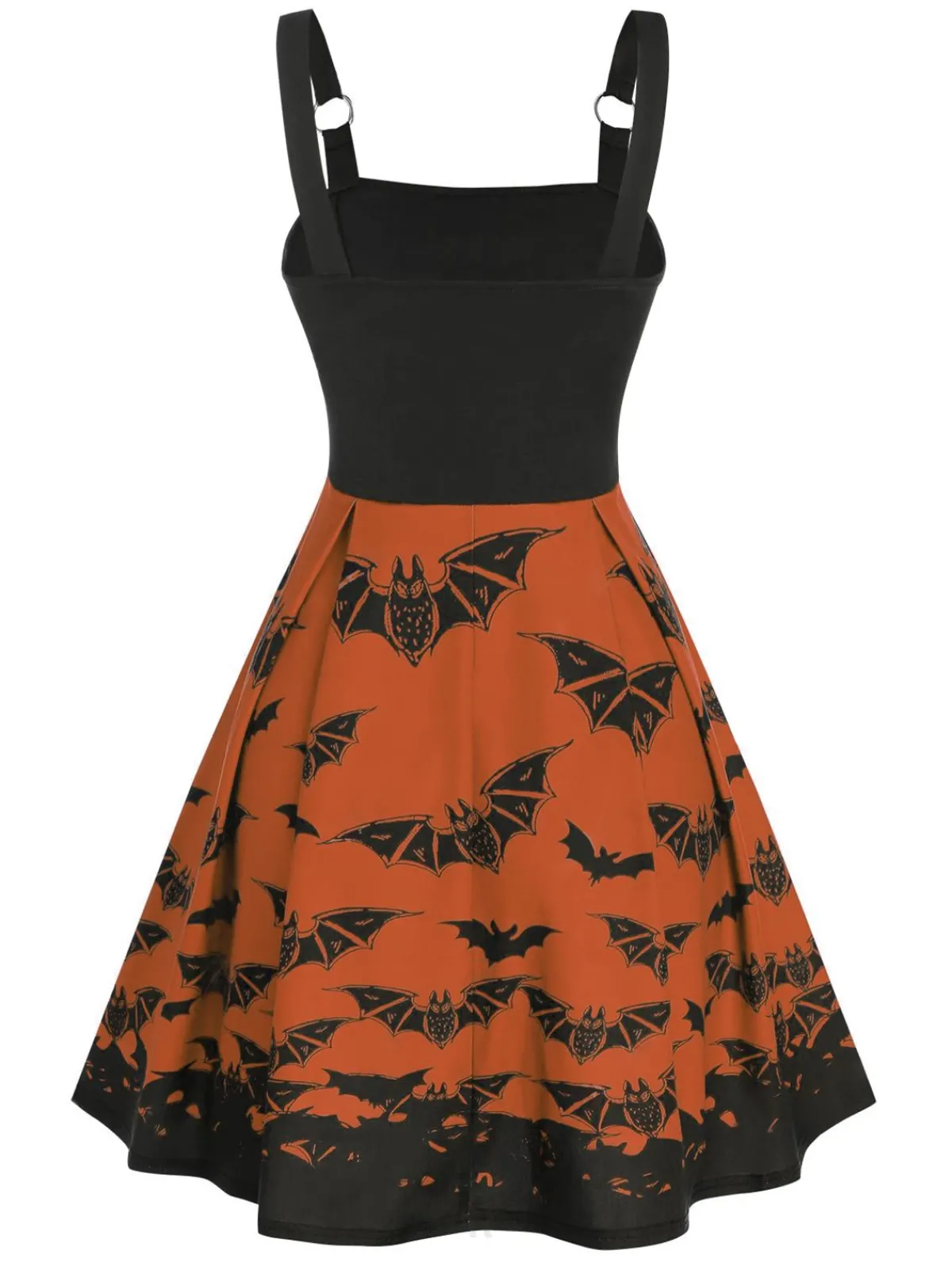 Online Retro Stage 1950s Strap Lace-up Swing Dress Orange
