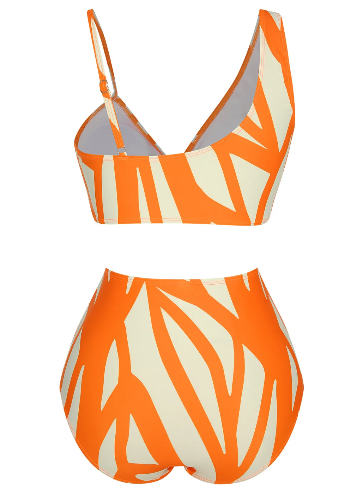 Discount Retro Stage 1960s Strap Stripe Swimsuit Orange