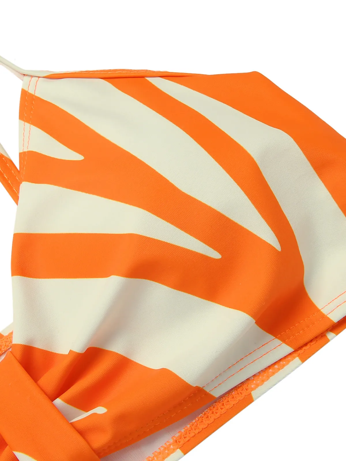 Discount Retro Stage 1960s Strap Stripe Swimsuit Orange
