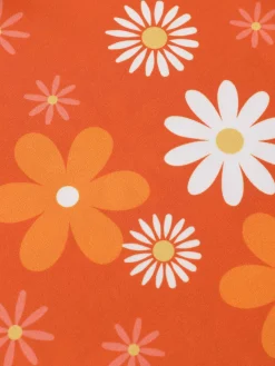 Best Retro Stage 1960s Tie Neck Floral Sleeveless Dress Orange