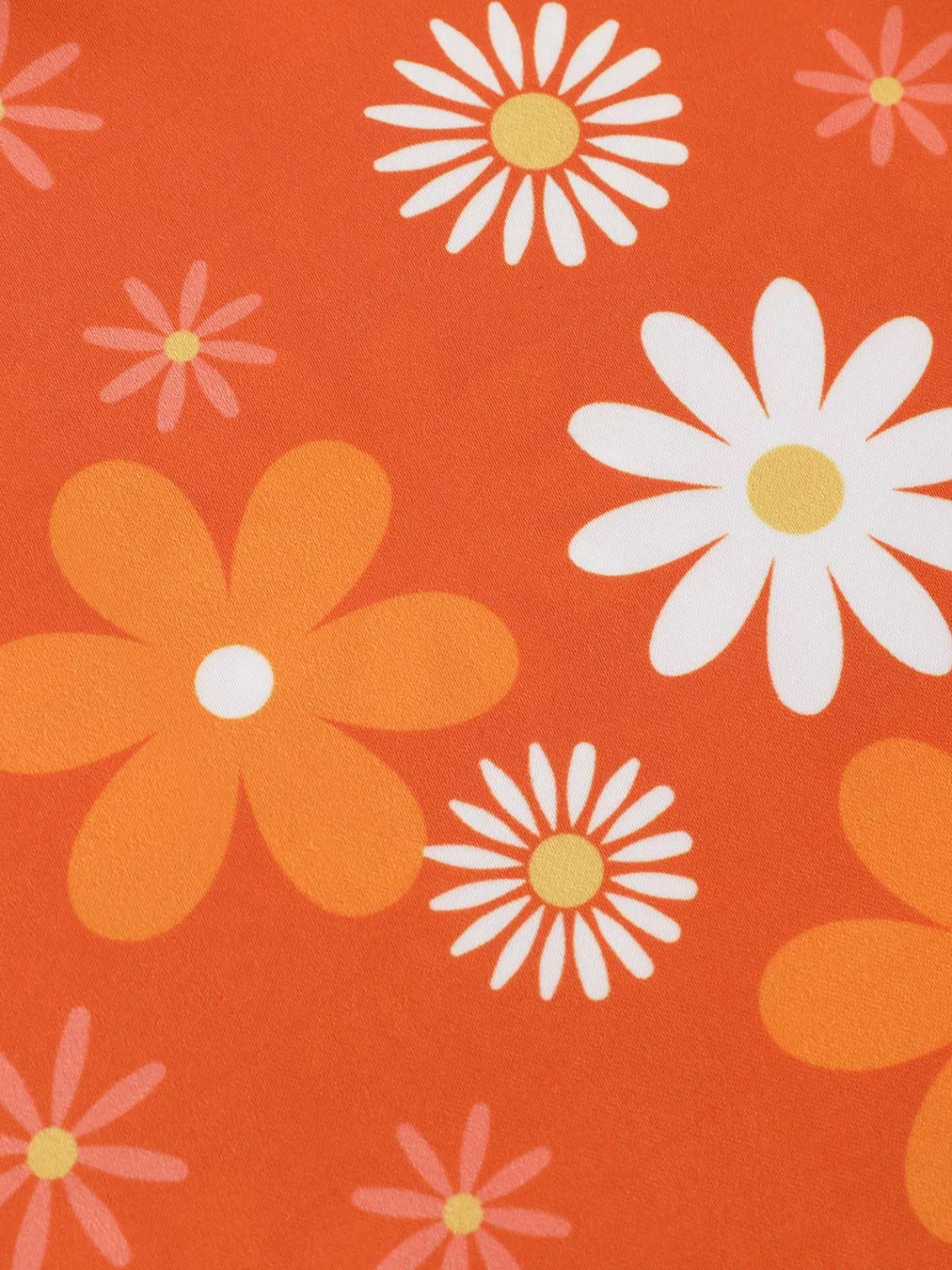 Best Retro Stage 1960s Tie Neck Floral Sleeveless Dress Orange