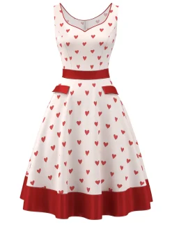 Discount Retro Stage 1950s Heart Sweetheart Neck Dress Pale Pink