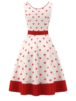 Discount Retro Stage 1950s Heart Sweetheart Neck Dress Pale Pink