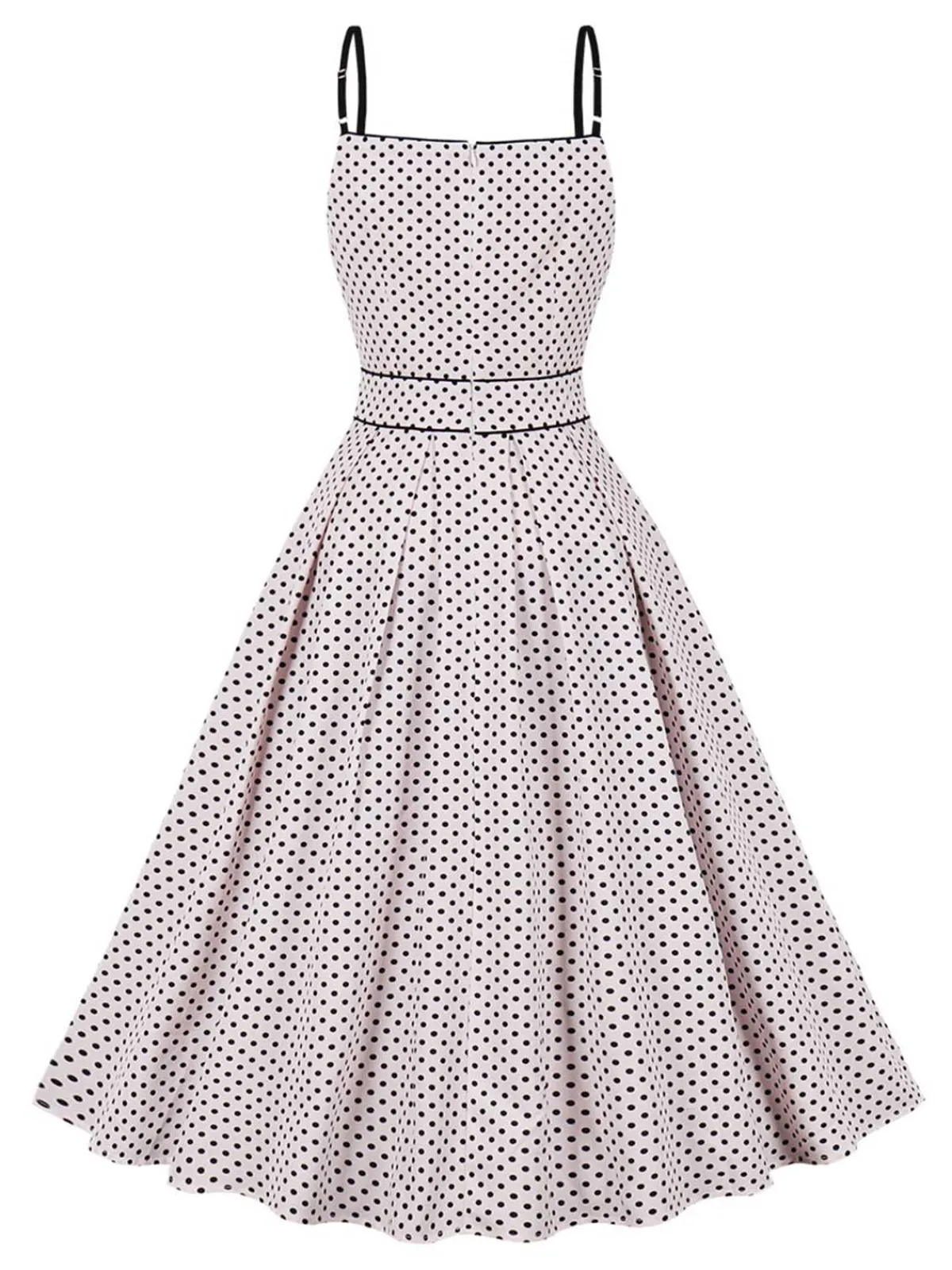 Best Retro Stage 1950s Polka Dots Swing Dress Pale Pink
