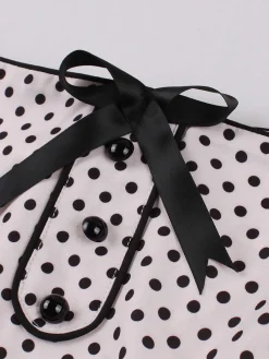 Best Retro Stage 1950s Polka Dots Swing Dress Pale Pink