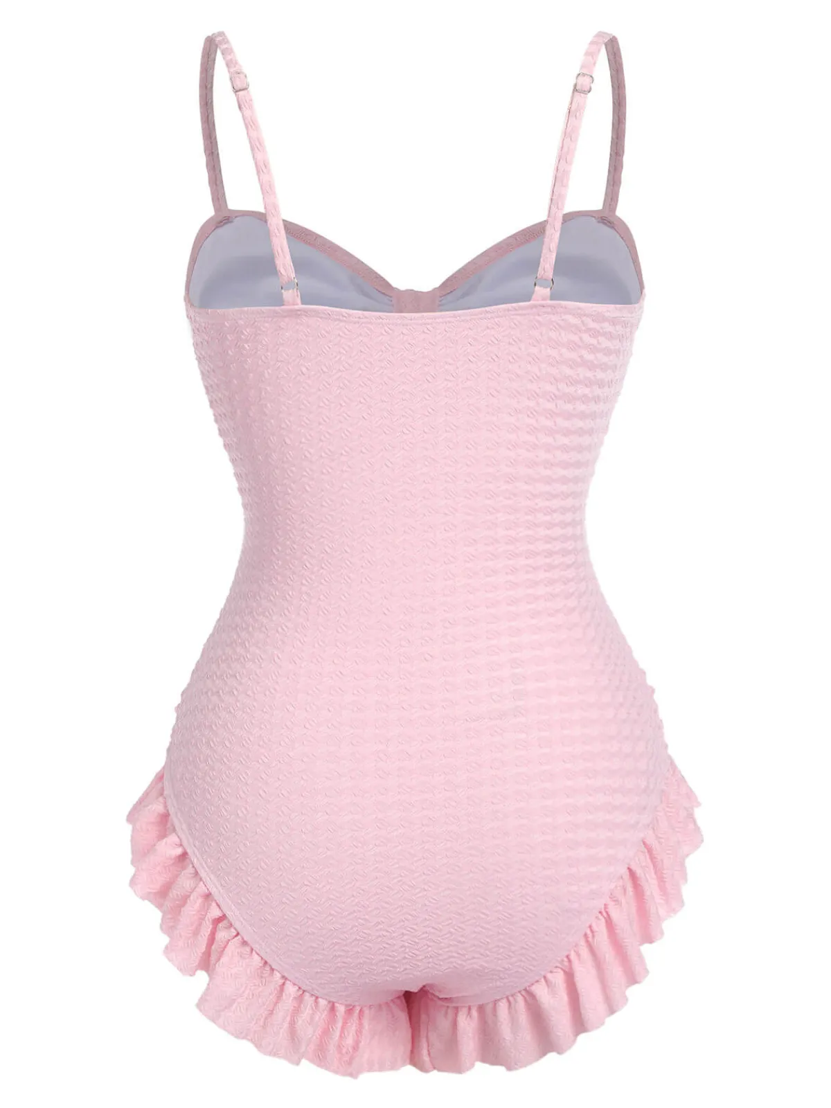 New Retro Stage Pale Pink 1950s Solid Ruched Swimsuit