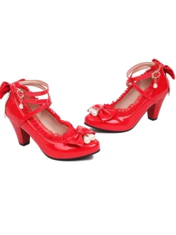 Clearance Retro Stage Patent Leather Bow Lolita High Heels