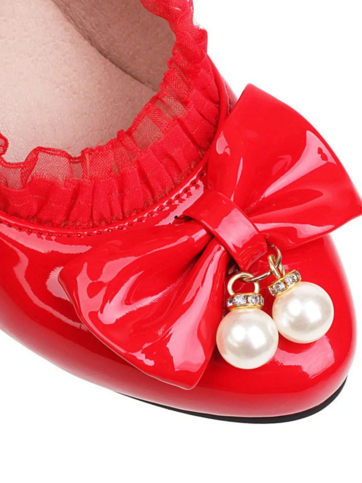 Clearance Retro Stage Patent Leather Bow Lolita High Heels