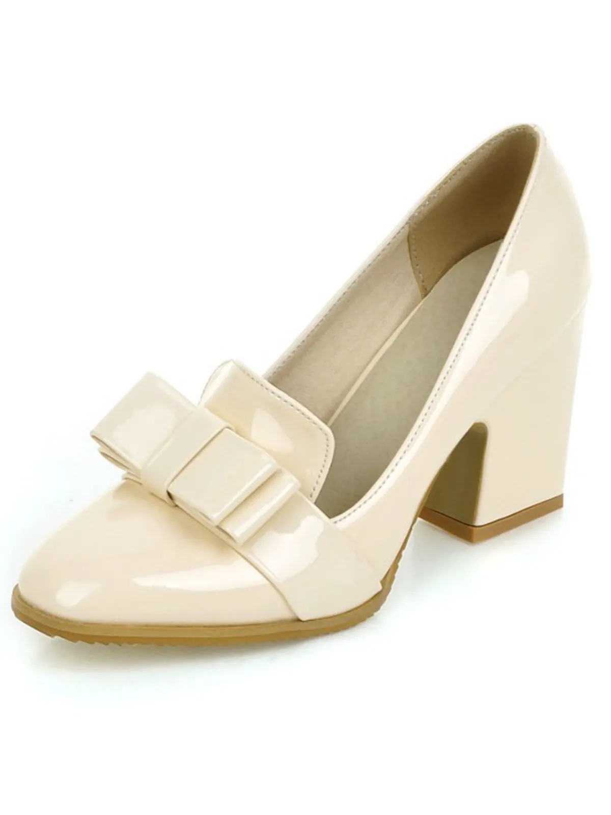 Hot Retro Stage Patent Leather Bow Shiny High Heels
