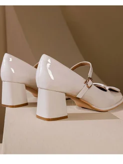 New Retro Stage Patent Leather Mary Jane Thick Heel Shoes