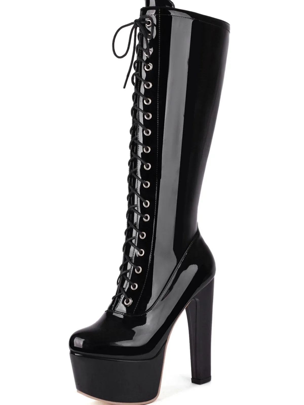 Fashion Retro Stage Patent Leather Sky-High Stiletto Boots