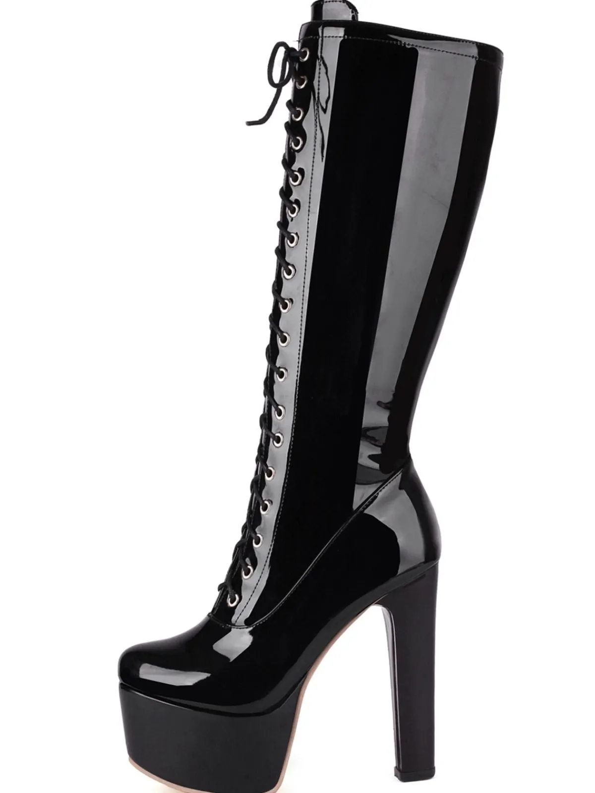 Fashion Retro Stage Patent Leather Sky-High Stiletto Boots
