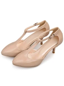 Discount Retro Stage Patent Leather T-Strap Mary Jane Kitten Heels