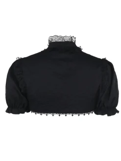 Fashion Retro Stage 2PCS 1980s Gothic Cape Cardigan & Floral Embroidered Dress Black & Blue