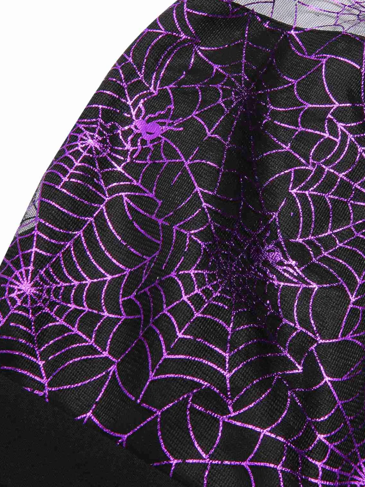 Fashion Retro Stage 2PCS & Purple 1950s Spiderweb Mesh Romper & Skirt Cover-Up Black