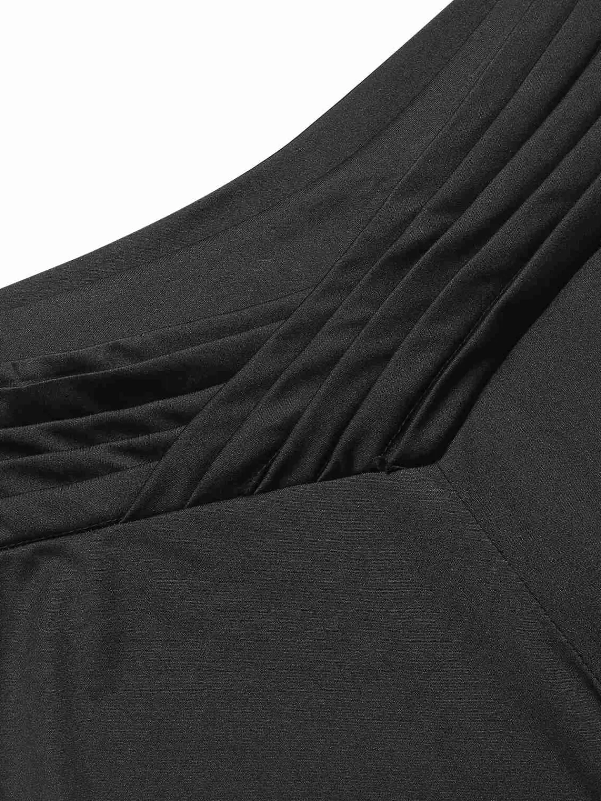 New Retro Stage 2PCS & White 1950s One-Shoulder Top & Pants Black