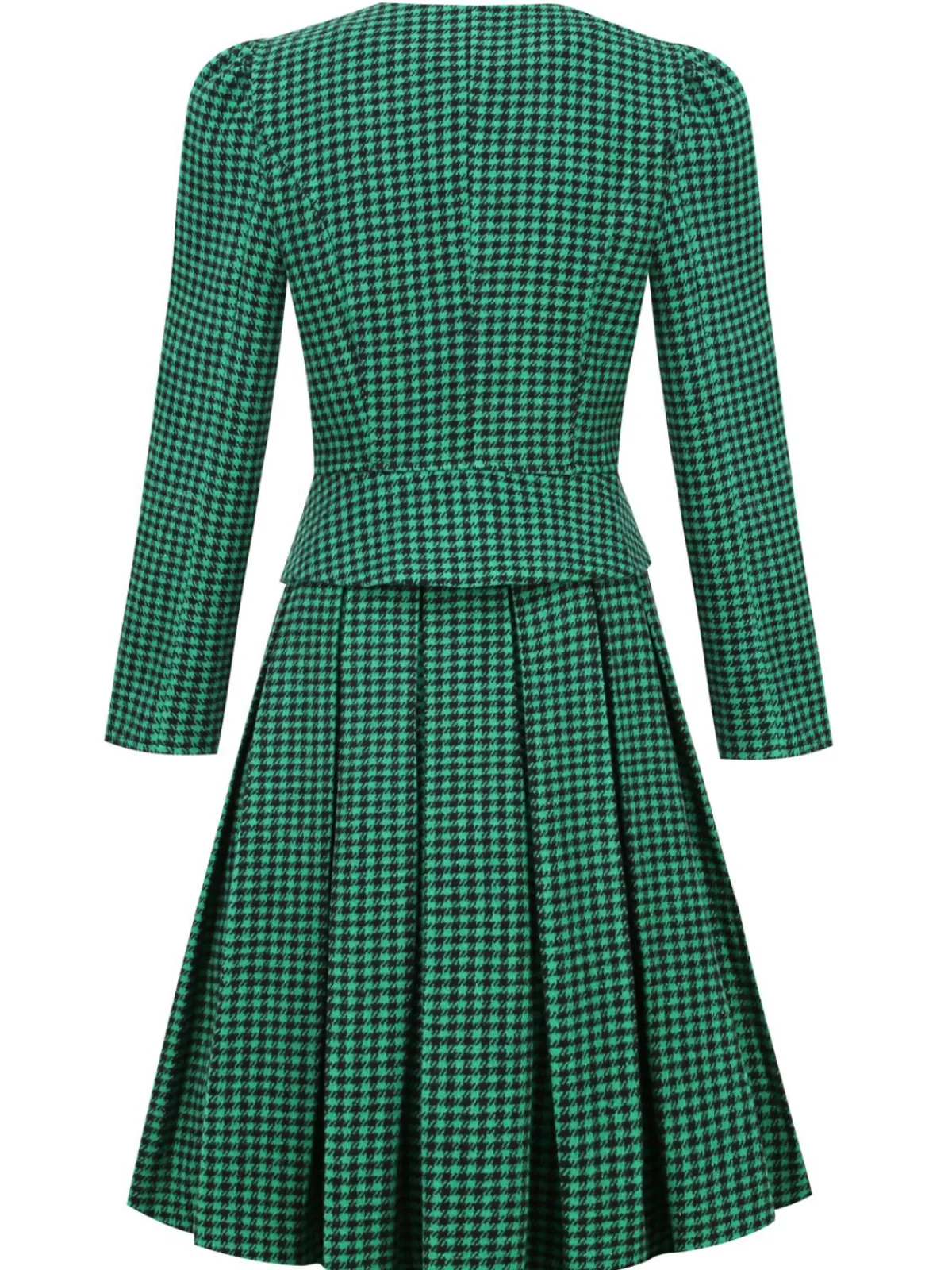 Clearance Retro Stage 2PCS Black Retro Plaid Blazer & Panel Skirt