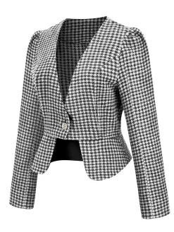 Clearance Retro Stage 2PCS Black Retro Plaid Blazer & Panel Skirt