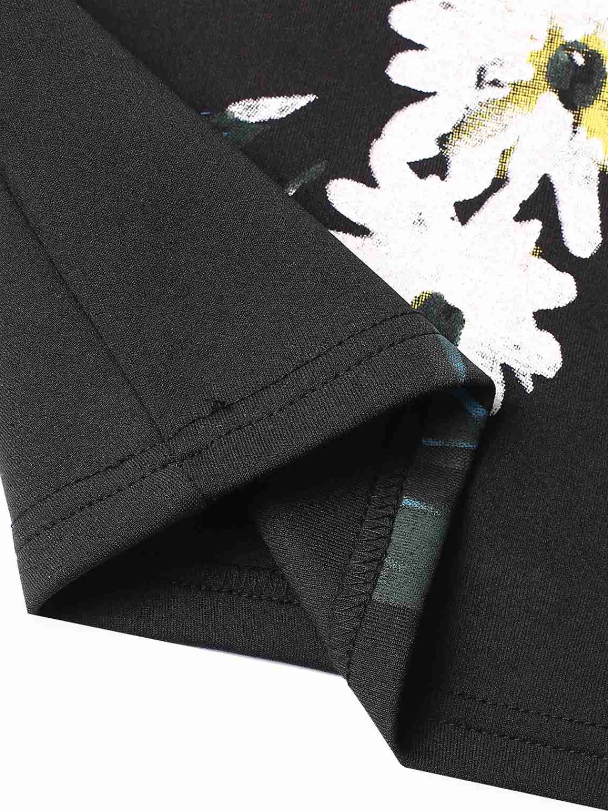 Best Retro Stage 3PCS 1960s Floral Long Coat & Top & Pants Suit Set Black