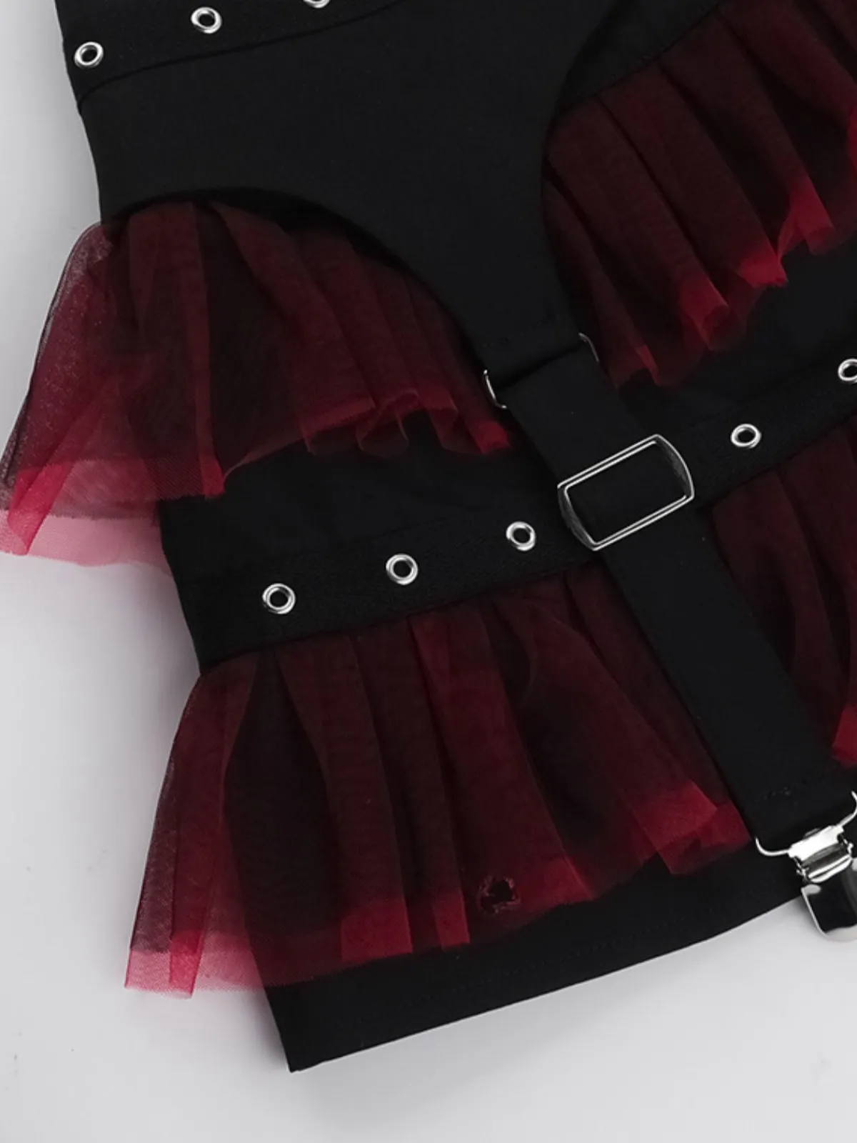 Sale Retro Stage 2PCS 1980s Gothic Steampunk Halter Cross Camisole & Mini Skirt Black