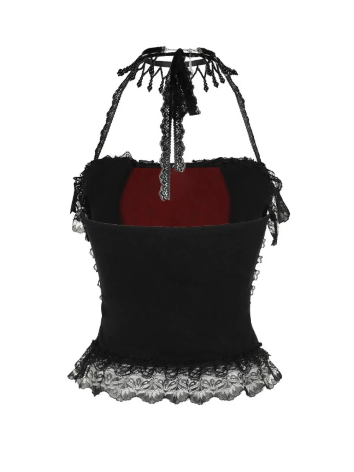 Sale Retro Stage 2PCS 1980s Gothic Steampunk Halter Cross Camisole & Mini Skirt Black