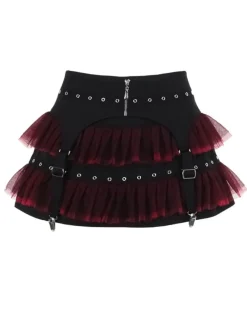 Sale Retro Stage 2PCS 1980s Gothic Steampunk Halter Cross Camisole & Mini Skirt Black