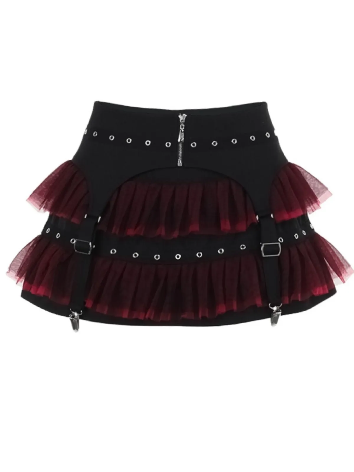Sale Retro Stage 2PCS 1980s Gothic Steampunk Halter Cross Camisole & Mini Skirt Black