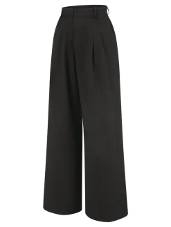 Discount Retro Stage 2PCS 1930s Halter Vest Top & Wide Leg Pants Black